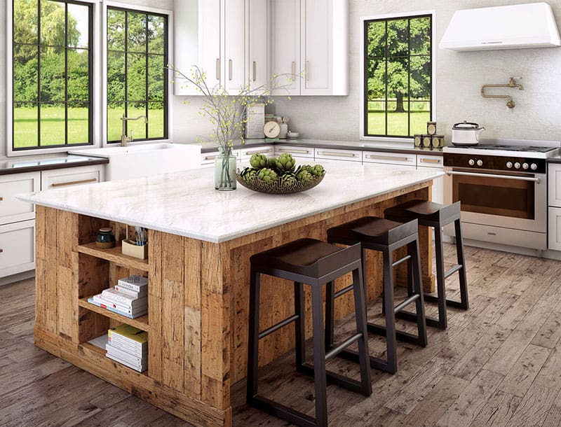 Cambria Ironsbridge on Natural Wood Island