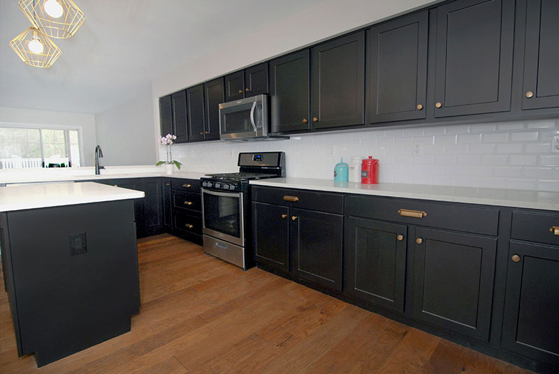 Kitchen with Black Shaker Cabinets