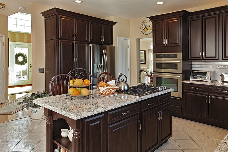 Chocolate Pear Cabinets on Kitchen Island