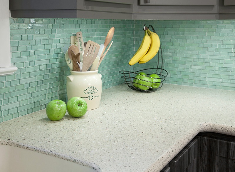 Green and Blue Glass Backsplash